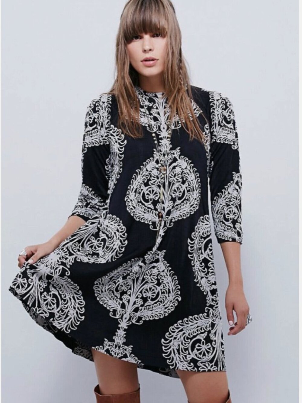 FREE PEOPLE NEW ROMANTICS FIESTA FLORAL BOHO MINI DRESS M
